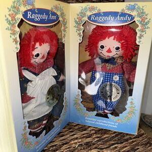 Raggedy Ann & Andy 75th 80th Anniversary Dolls 1996 Hasbro Complete Set New